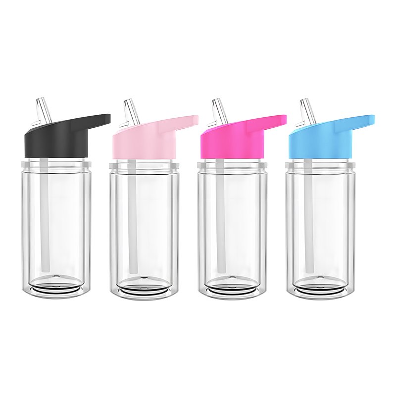 New arrival 10oz plastic double wall snow globe Kids water bottle Come with Pre drilled hole and plugs