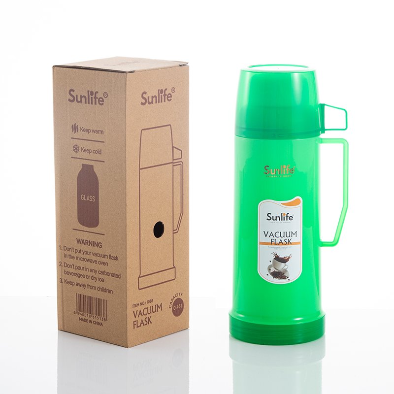 SUNLIFE Classic Style High Temperature Resistence 0.45L PP Body Thermo Glass Vacuum Flask