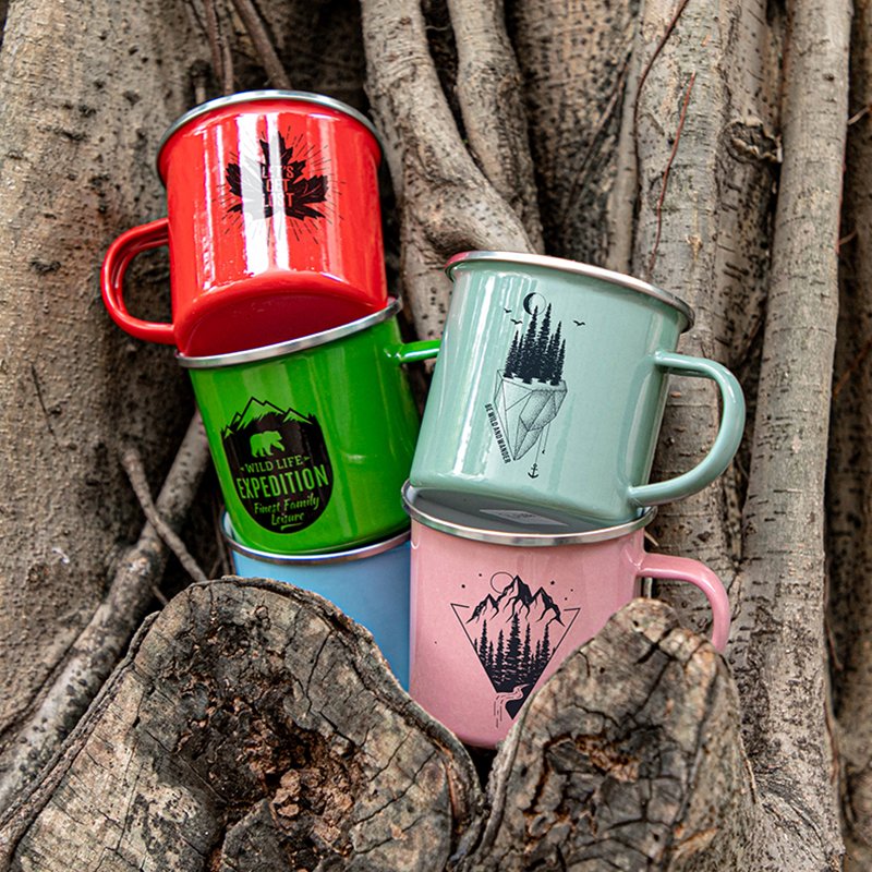 PYD Life RTS Custom Coffee Camp Outdoor Mugs Christmas Sublimation Camping Enamel Mug with Logo