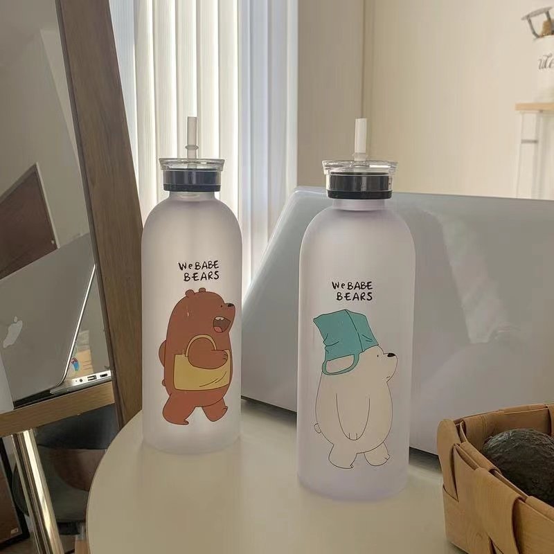 1000ml extra-large capacity water cup Straw cup Plastic cute portable high temperature resistant water bottle