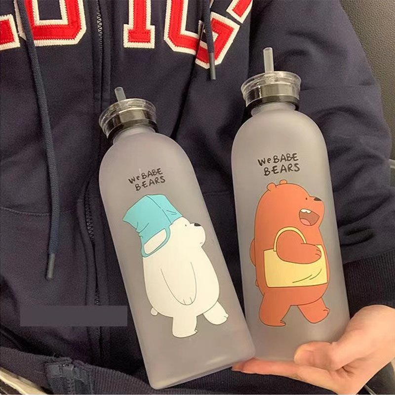 1000ml extra-large capacity water cup Straw cup Plastic cute portable high temperature resistant water bottle