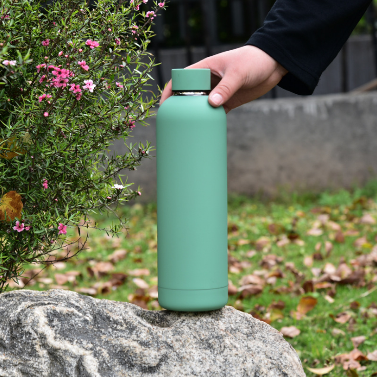customized color double wall insulated water bottle stainless steel vaccum thermos flask with rubber paint