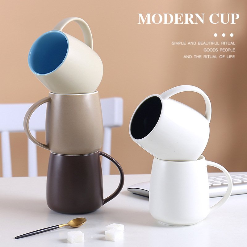 Wholesale Creative Ceramic Mug With Handle, Custom Logo Sublimation Wide Mouth Tummy Mug Good Quality Ceramic Coffee Milk Mug