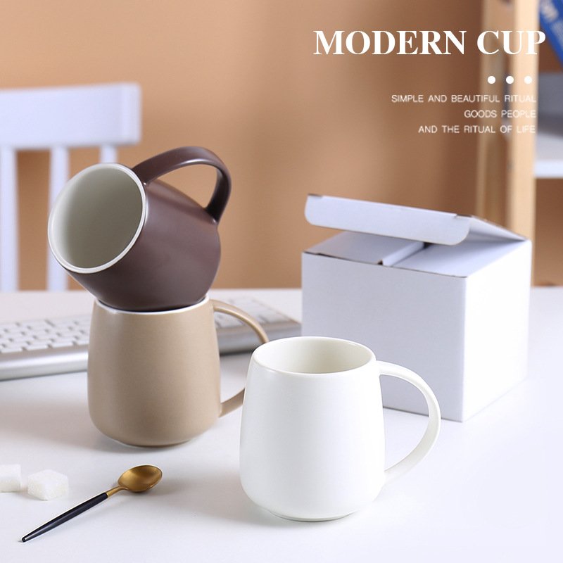 Wholesale Creative Ceramic Mug With Handle, Custom Logo Sublimation Wide Mouth Tummy Mug Good Quality Ceramic Coffee Milk Mug
