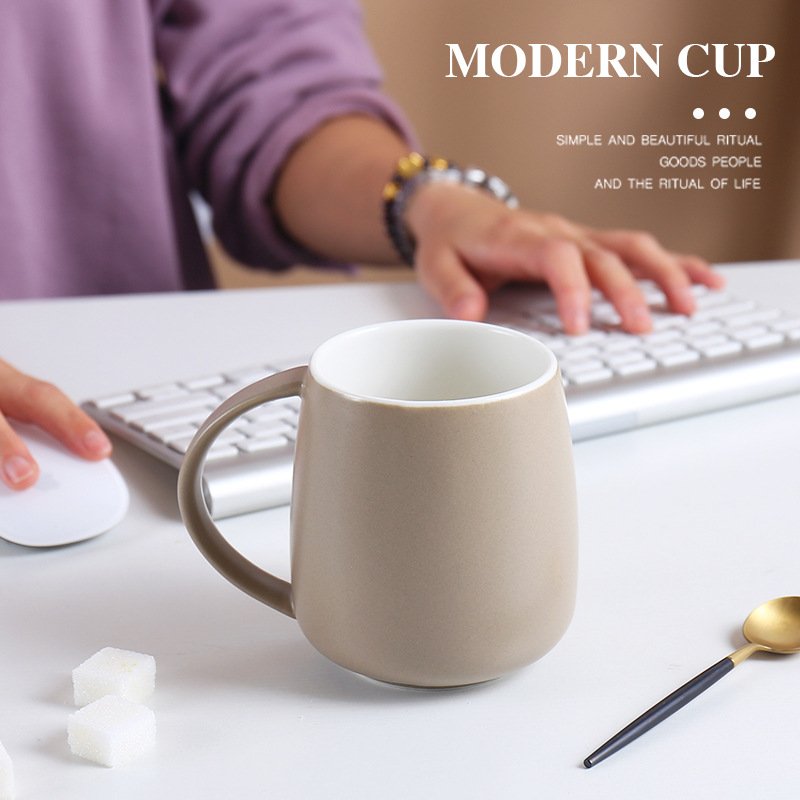 Wholesale Creative Ceramic Mug With Handle, Custom Logo Sublimation Wide Mouth Tummy Mug Good Quality Ceramic Coffee Milk Mug