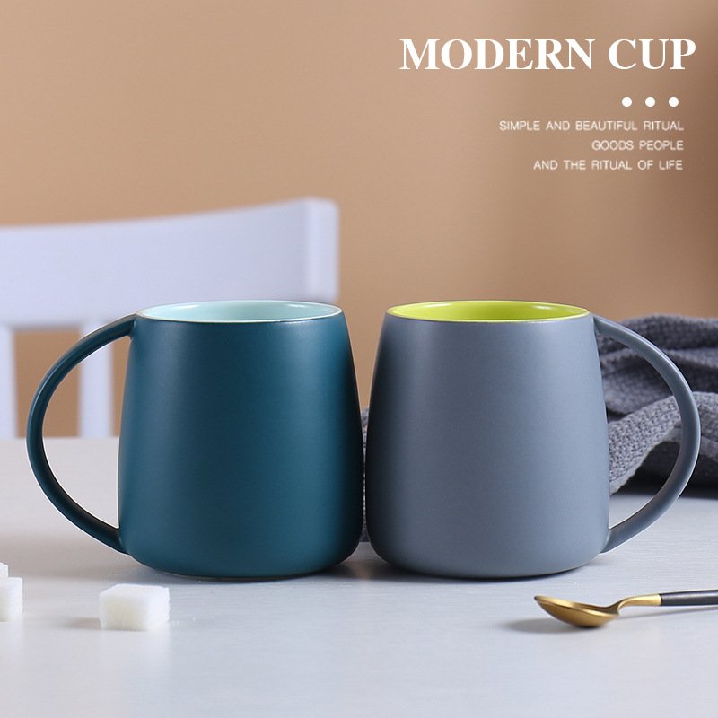 Wholesale Creative Ceramic Mug With Handle, Custom Logo Sublimation Wide Mouth Tummy Mug Good Quality Ceramic Coffee Milk Mug