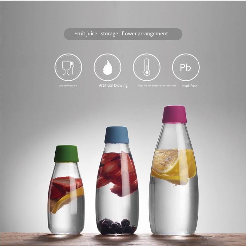 Oem Odm bouteille cylinder glass water bottle 750ml reusable glass water bottle for drinking glass water bottle with time marker