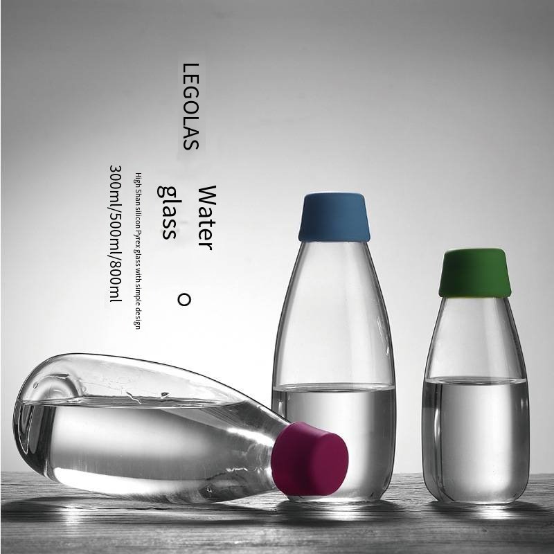 Oem Odm bouteille cylinder glass water bottle 750ml reusable glass water bottle for drinking glass water bottle with time marker