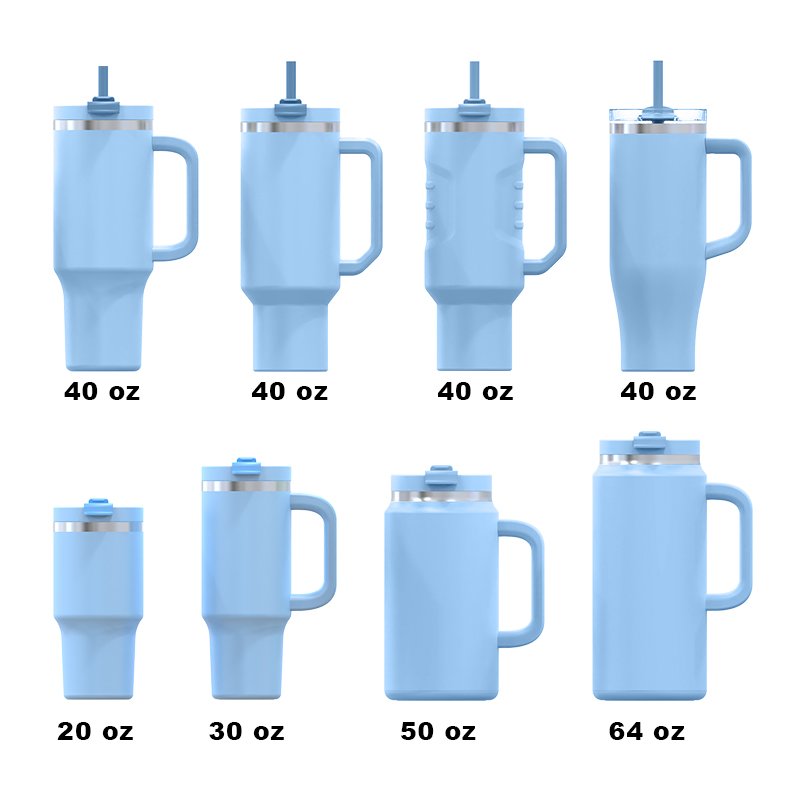20oz 30oz 40oz Double Wall Stainless Steel Vacuum Insulated Tumbler Coffee Mug Beer Mugs with Wide Mouth Straw Handle