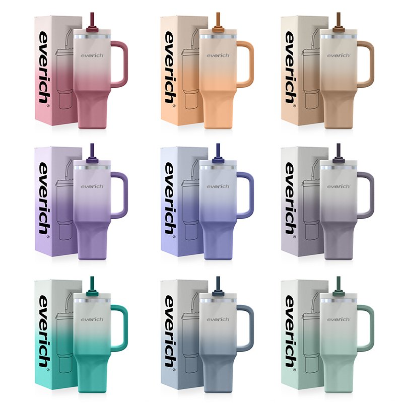 20oz 30oz 40oz Double Wall Stainless Steel Vacuum Insulated Tumbler Coffee Mug Beer Mugs with Wide Mouth Straw Handle