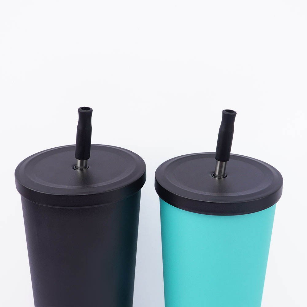 720ml Keep Hot Keep Cold Stainless Steel Coffee Mug Tumbler Cups With Metal Straw Cool Water Bottle