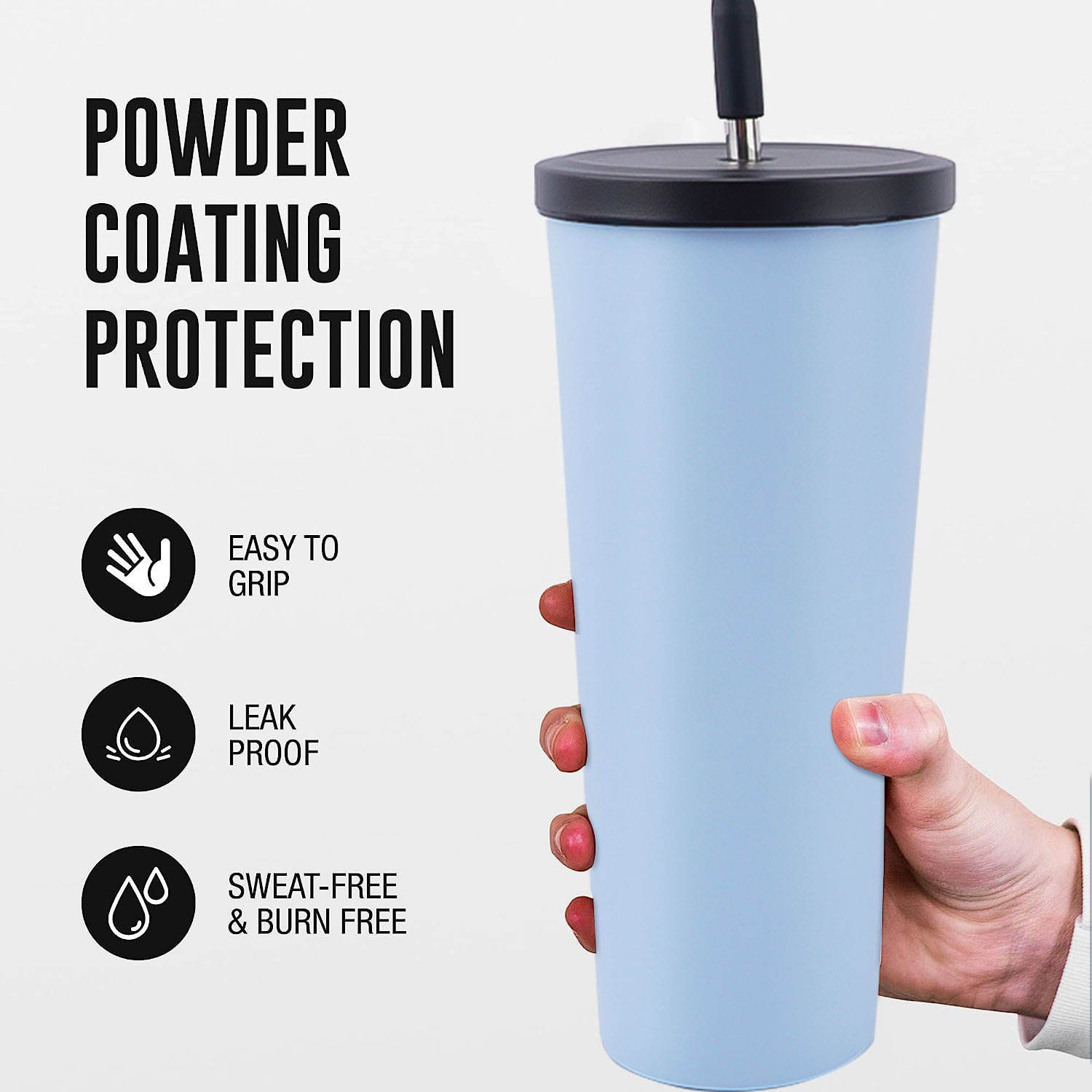 720ml Keep Hot Keep Cold Stainless Steel Coffee Mug Tumbler Cups With Metal Straw Cool Water Bottle