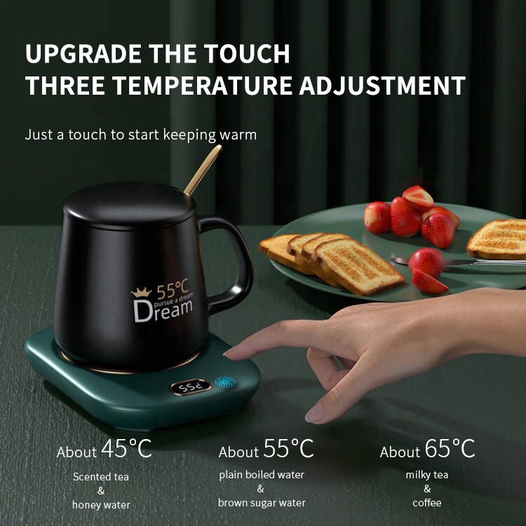 2023 Hot Sell Electric Smart Cup Warmer with Thermostat USB Heated Coffee Mug and Warmer Set for Gift 55 Degree Ceramic Milk 15w
