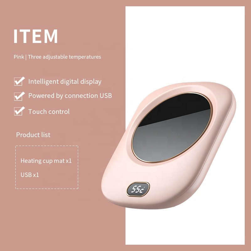 2023 Hot Sell Electric Smart Cup Warmer with Thermostat USB Heated Coffee Mug and Warmer Set for Gift 55 Degree Ceramic Milk 15w