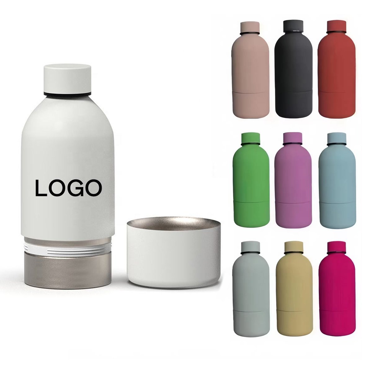 New Product 500ml Vacuum Flask Double Wall Small Mouth Stainless Steel Sport Water Bottle Insulated Drink Bottle with Bottom Cup