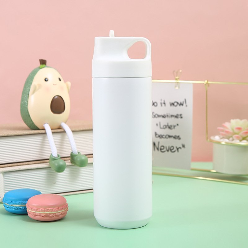 LeMuna Custom Logo 550ml Thermo Sports Smart Vacuum Flask Insulated Drinking Water Bottle Flask with Straw Sports Water Bottle