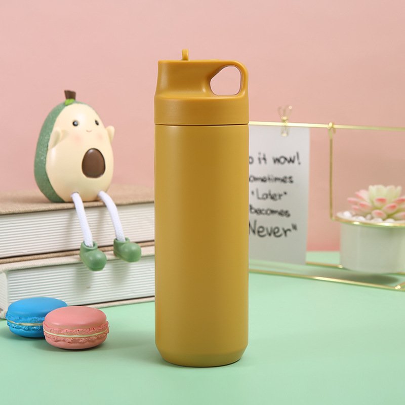 LeMuna Custom Logo 550ml Thermo Sports Smart Vacuum Flask Insulated Drinking Water Bottle Flask with Straw Sports Water Bottle