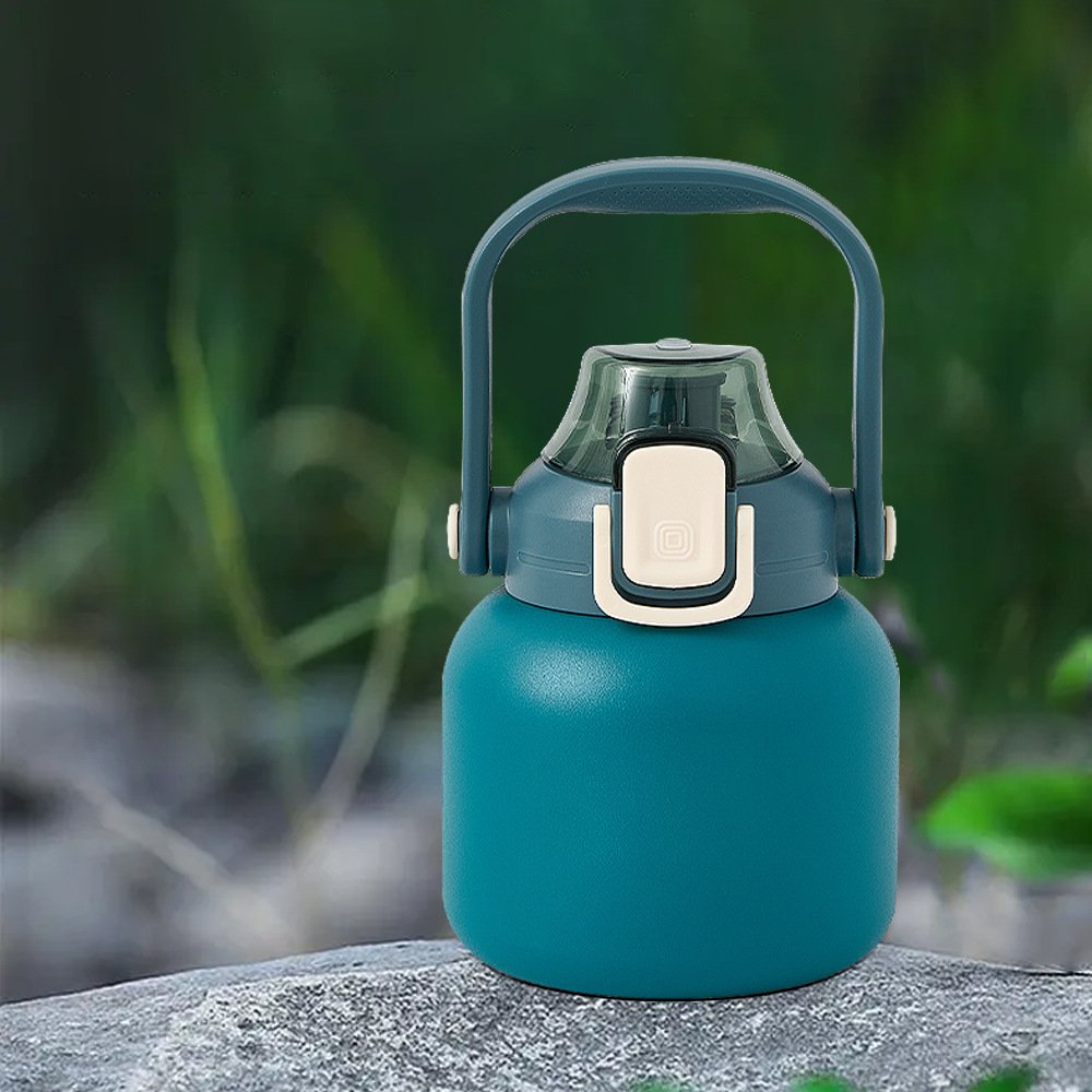 Outdoor sports custom 800ml large capacity stainless steel vacuum flask double wall insulated thermos water bottle with handle