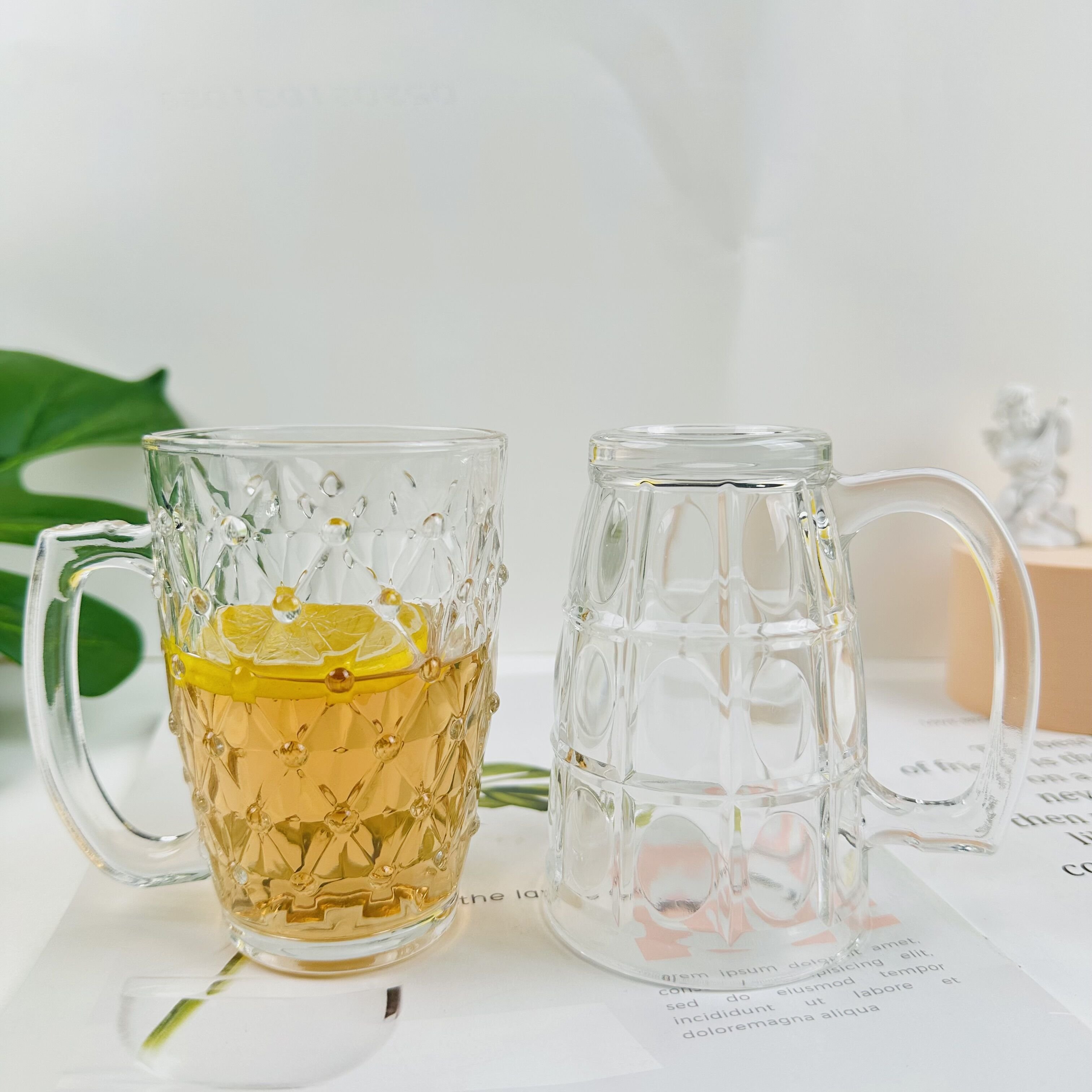 Hot Sell Custom Logo Crystal Clear Lead Free Sublimation Glass Coffee Mugs with Handle