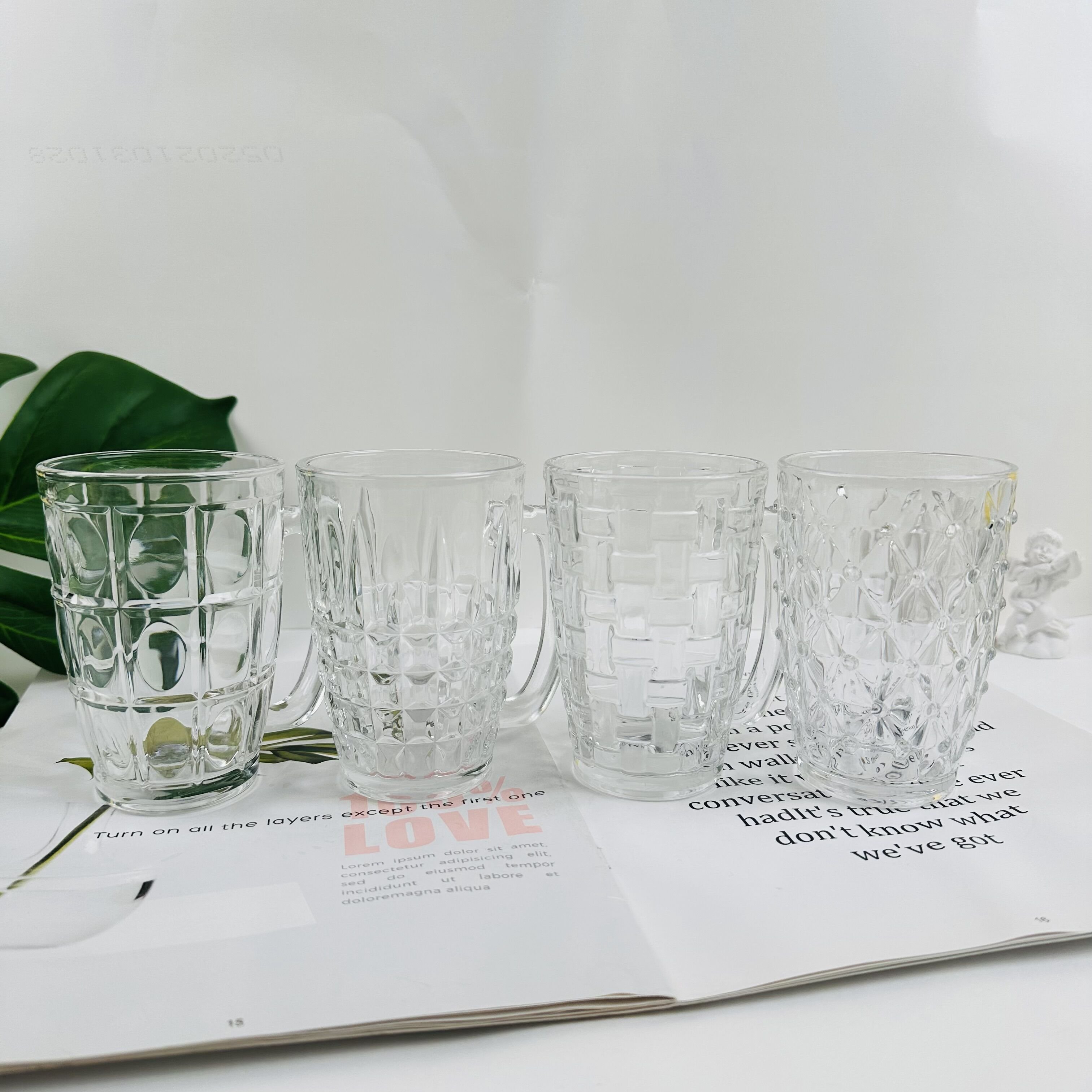 Hot Sell Custom Logo Crystal Clear Lead Free Sublimation Glass Coffee Mugs with Handle