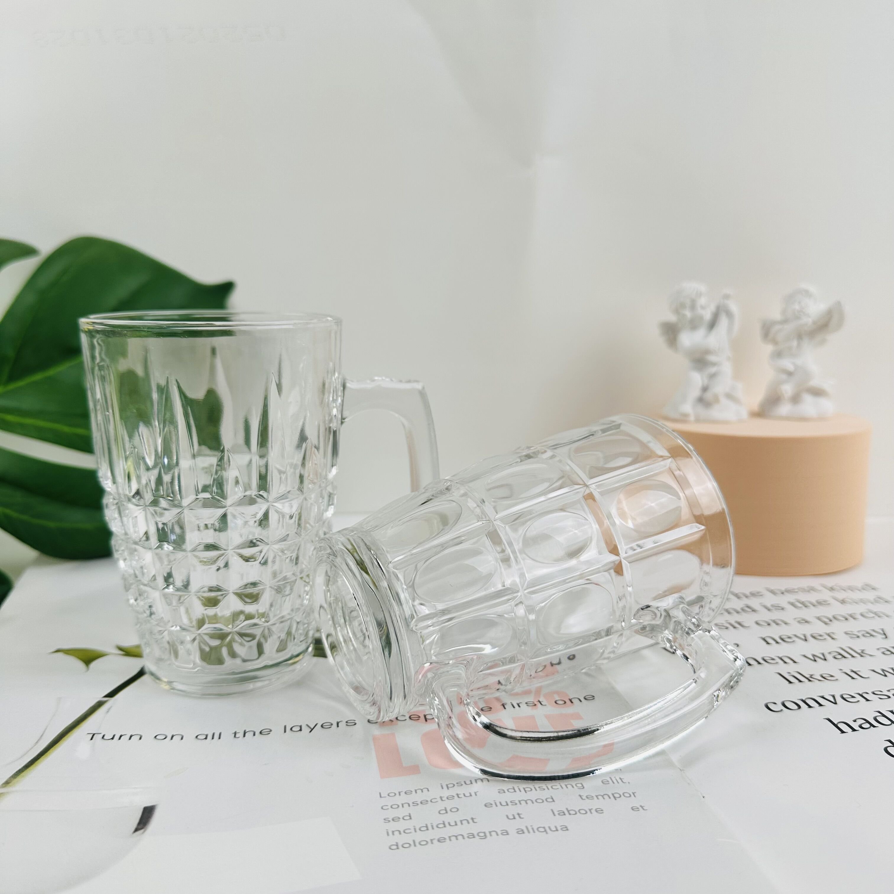 Hot Sell Custom Logo Crystal Clear Lead Free Sublimation Glass Coffee Mugs with Handle