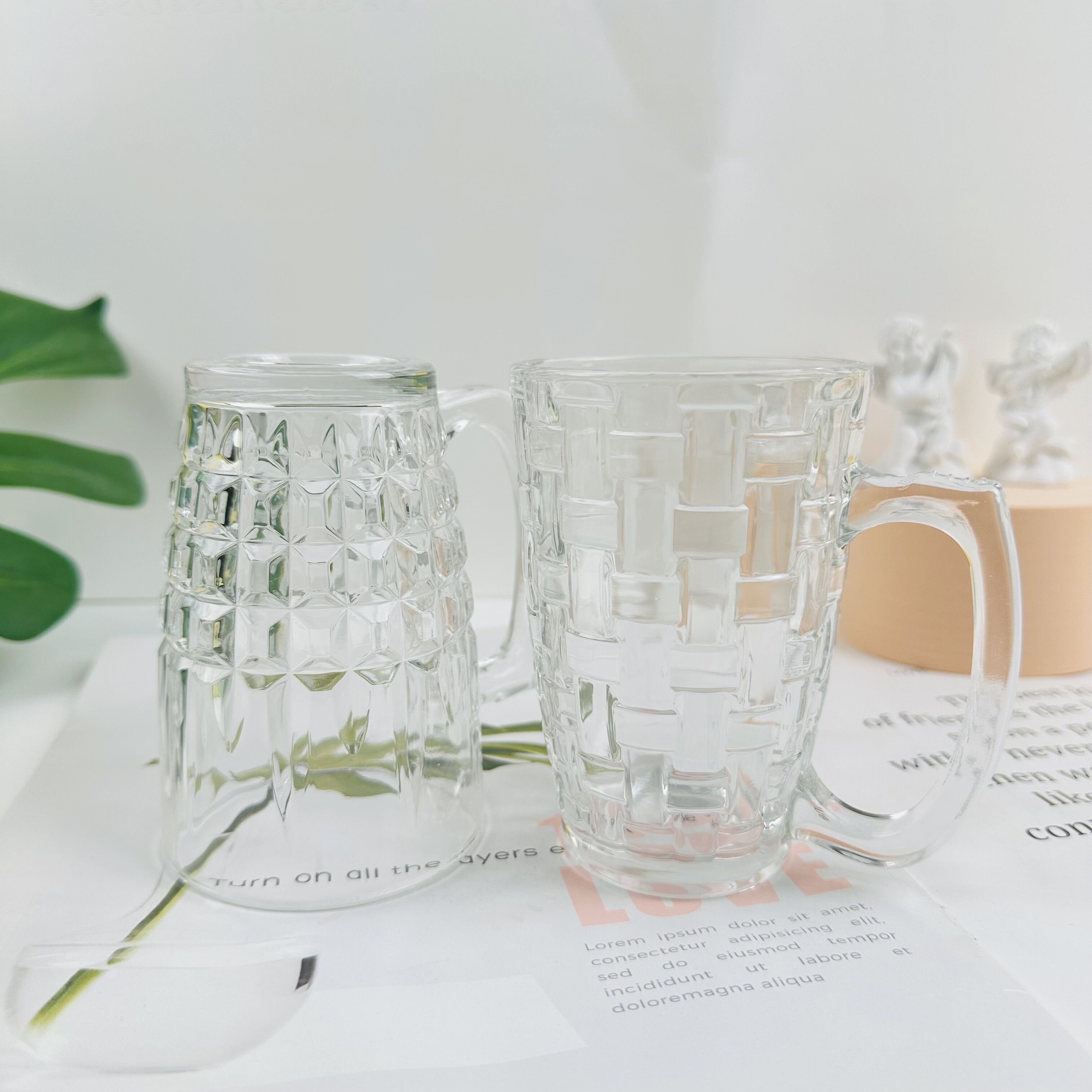 Hot Sell Custom Logo Crystal Clear Lead Free Sublimation Glass Coffee Mugs with Handle