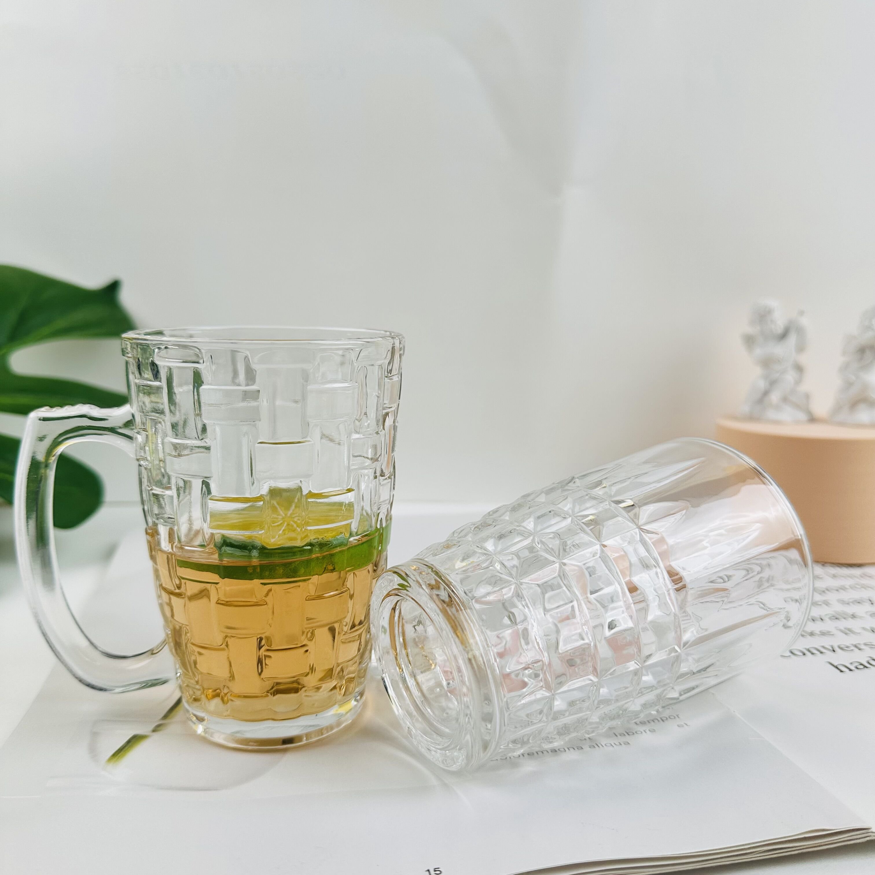 Hot Sell Custom Logo Crystal Clear Lead Free Sublimation Glass Coffee Mugs with Handle