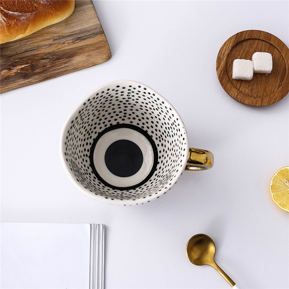 12oz Unique Hand painted Large Nordic Ceramic Espresso Cup With Gold Rim Cup Mug For Coffee Tea