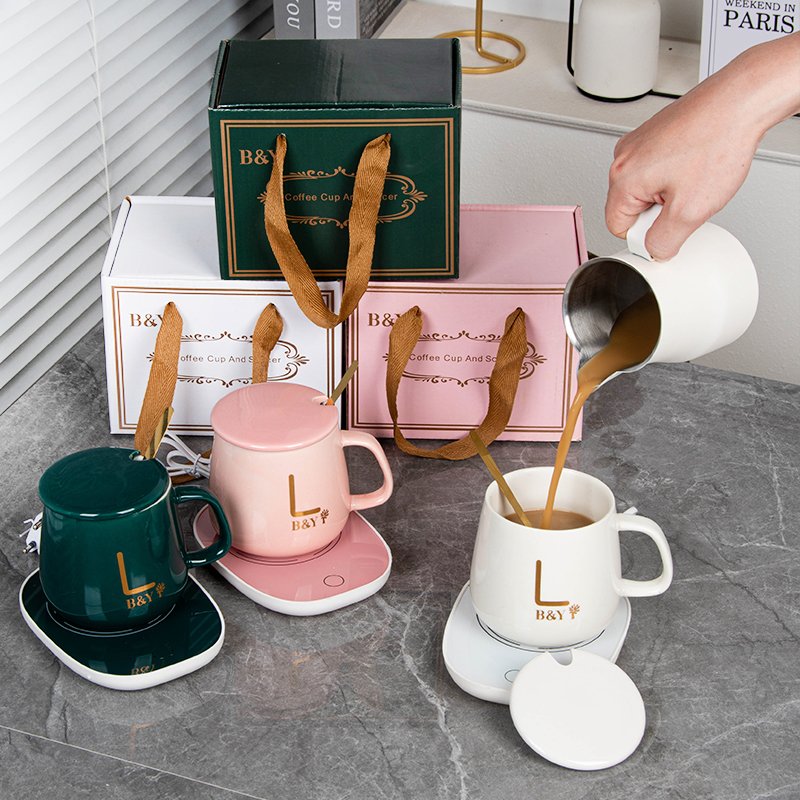 Custom Logo Heating Pad Temperature Control Smart Coffee Mug Cup Warmer Gift Set for Home Office