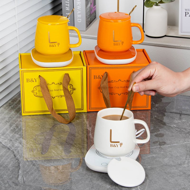 Custom Logo Heating Pad Temperature Control Smart Coffee Mug Cup Warmer Gift Set for Home Office