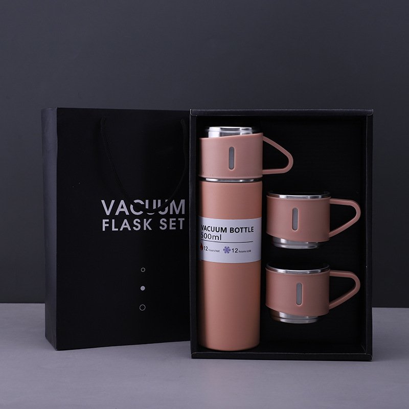 Factory Wholesale 500ml Christmas Gift Thermos Vacuum Flask Stainless Steel Water Bottle with 2 Cups hot and cold fl