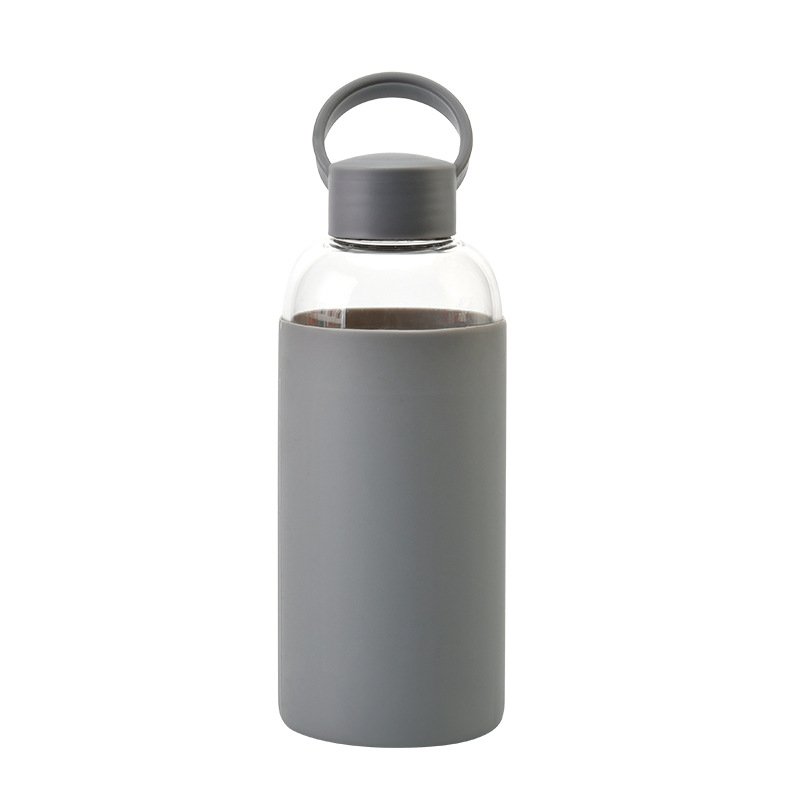 600ML New Arrival Kids Glass Portable Outdoor Sports Water Bottle Portable Children's Cup With Handle Lid