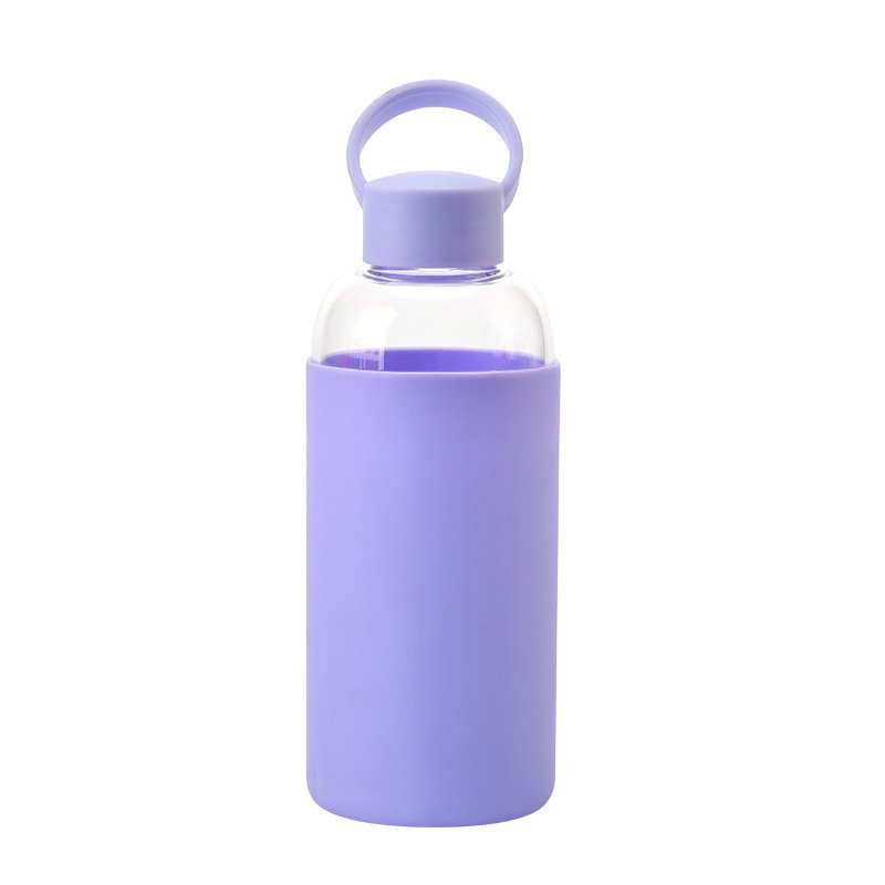 600ML New Arrival Kids Glass Portable Outdoor Sports Water Bottle Portable Children's Cup With Handle Lid