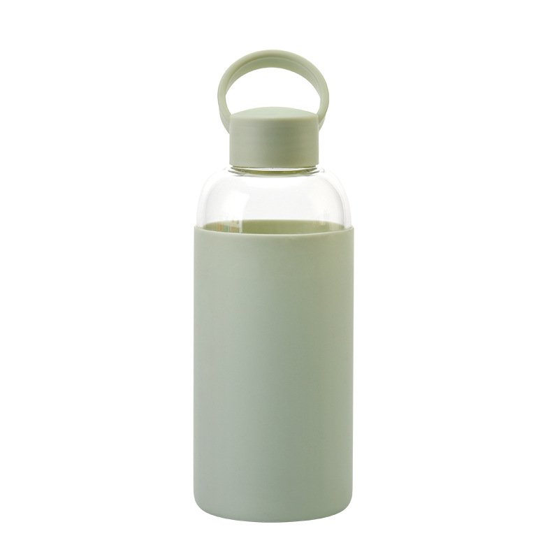 600ML New Arrival Kids Glass Portable Outdoor Sports Water Bottle Portable Children's Cup With Handle Lid