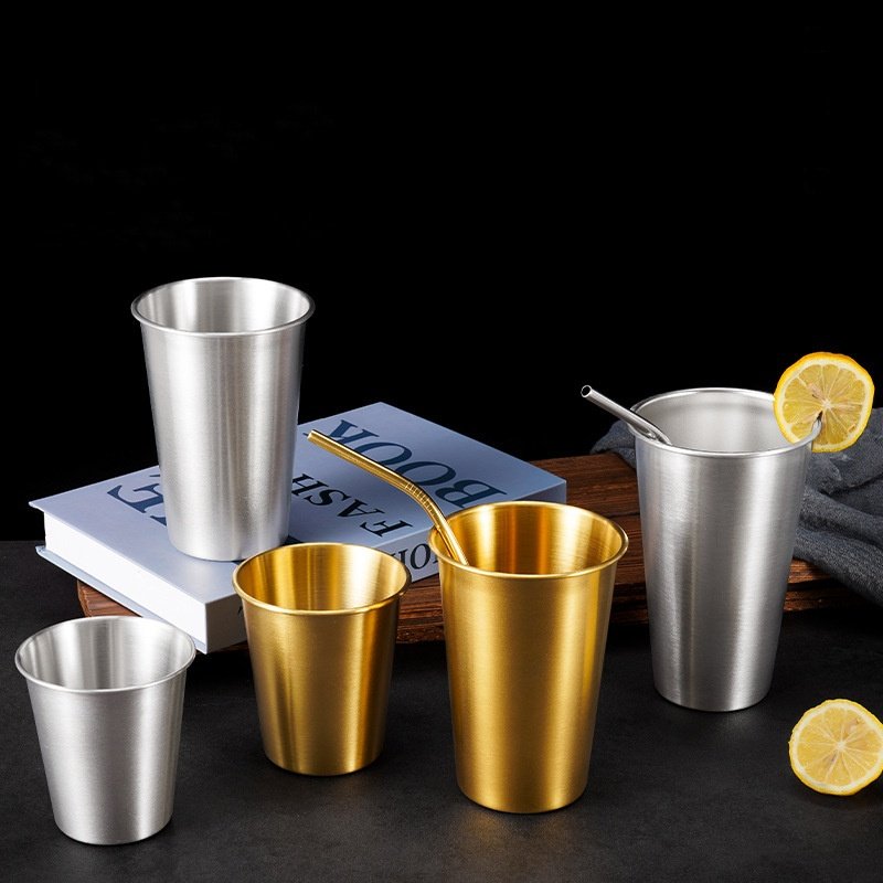 Wholesale 500ml Water Cup Eco-Friendly Cold Drink Cup 304 Stainless Steel Portable Coffee Beer Mug for Party Travel Camping
