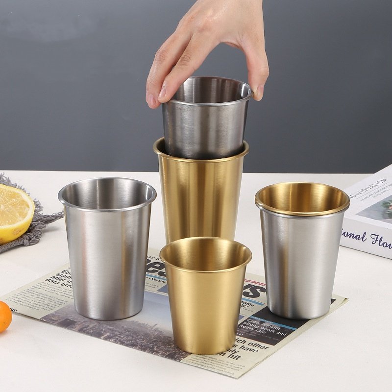 Wholesale 500ml Water Cup Eco-Friendly Cold Drink Cup 304 Stainless Steel Portable Coffee Beer Mug for Party Travel Camping