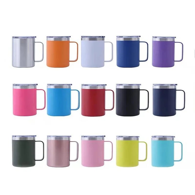 Hot sale double wall mug insulated 12oz 304 stainless steel coffee mug with handle and lid