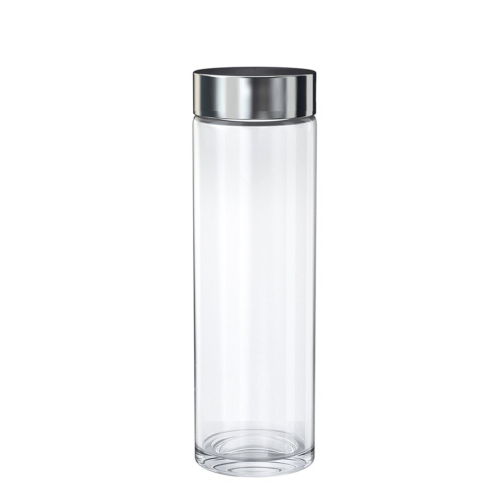 10oz 12oz 16oz 18oz Clear Wide Mouth High Borosilicate Round Drinking Glass Water Bottle With Stainless Steel Lids