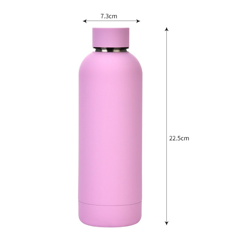 Custom Color Logo Rubber Painting Travel Vacuum Tumbler Flask 500ml Double Wall Thermal Insulated Stainless Steel Water Bottles