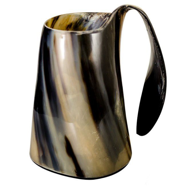 Perfect Hand grip Design Cow Horn Mugs Manufacturer Natural Finished Buffalo Horn Mugs for Beer Drinking