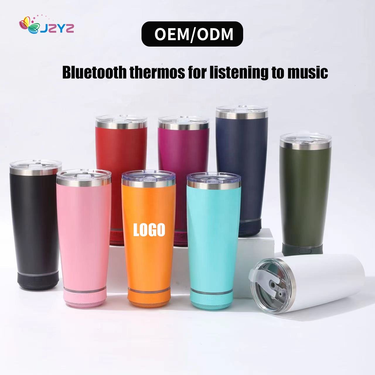 JZYZ Wholesale Speaker Tumbler Bulk BT Blue Tooth Cup With Speaker 16OZ 20OZ 40OZ Water Bottle with Customization