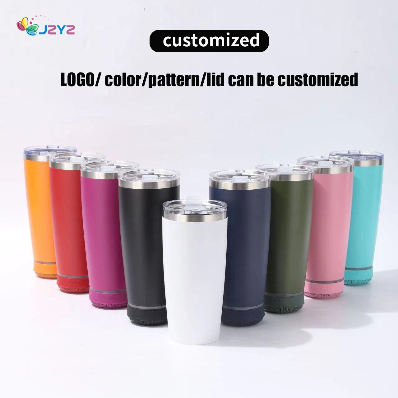 JZYZ Wholesale Speaker Tumbler Bulk BT Blue Tooth Cup With Speaker 16OZ 20OZ 40OZ Water Bottle with Customization