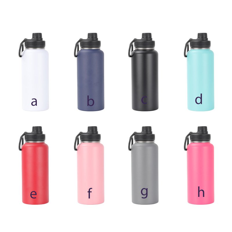 Vacuum Flask 32oz Powder Coated Dishwasher Safe Custom Logo Stainless Steel Insulated Water Bottles with Lid for Camping and Gym