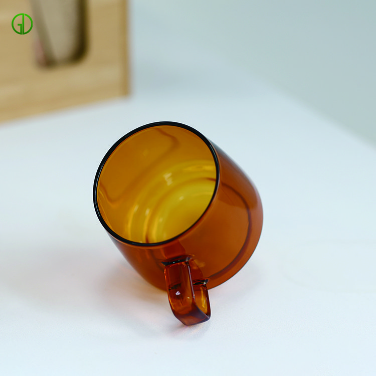 ODM/OEM 350ml Custom Blown Heat Resistant espresso Borosilicate Amber Clear Glass Coffee Mug Cup with Handle