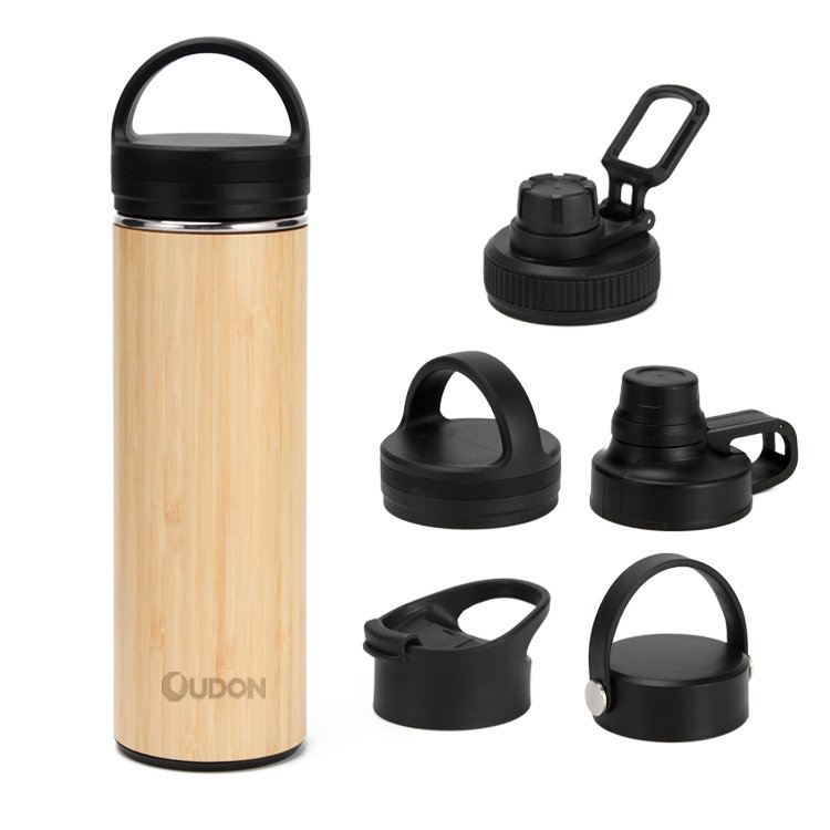 0.5L Custom Acceptable Bamboo Vacuum Flask Insulated Stainless Steel Bamboo Travel Mug