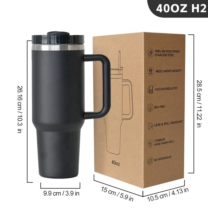 Customize 40oz travels car metal cup stainless steel insulated beer coffee mug powder coated 40 oz tumblers with handle
