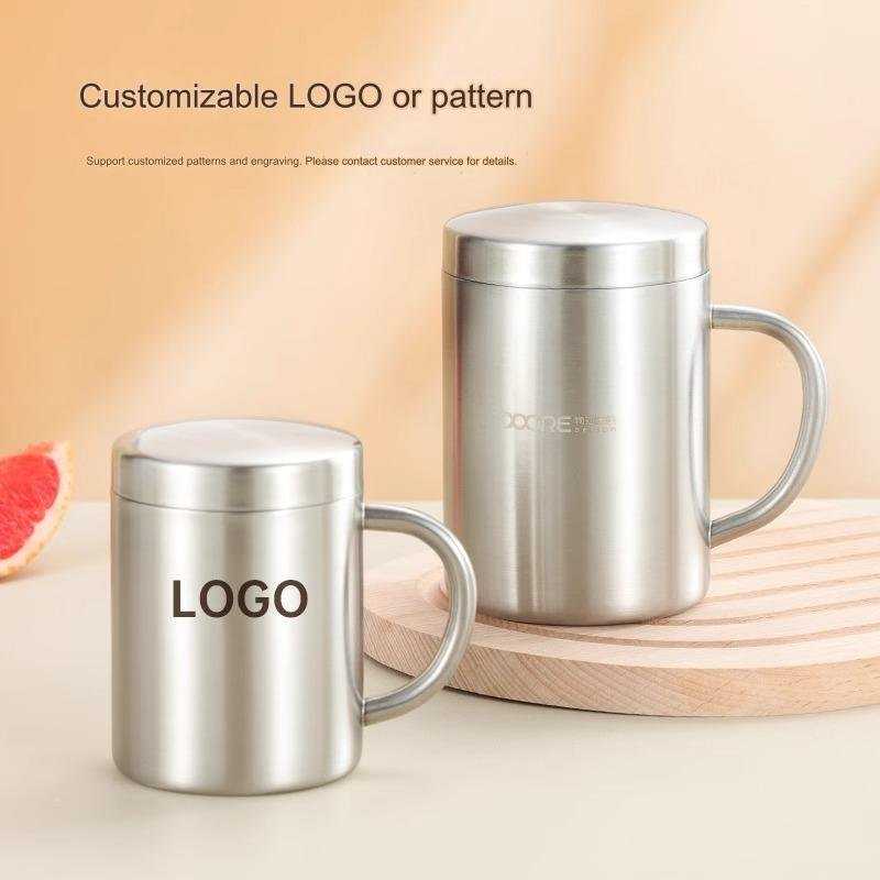 Modern Design Stainless Steel Metal Carabiner Mug Handle Portable Double Wall Coffee/Milk Cup