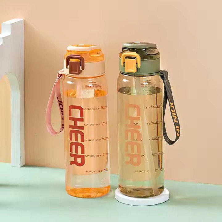 Unisex Portable 750/900ml Sports Water Bottle New Sports Plastic Cups Students Children Straight Drink Cup Gym Directly