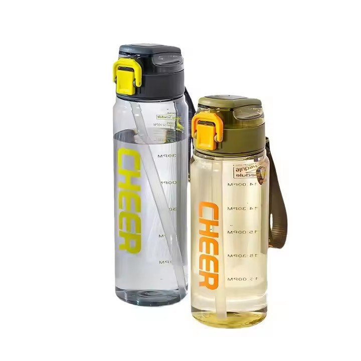 Unisex Portable 750/900ml Sports Water Bottle New Sports Plastic Cups Students Children Straight Drink Cup Gym Directly
