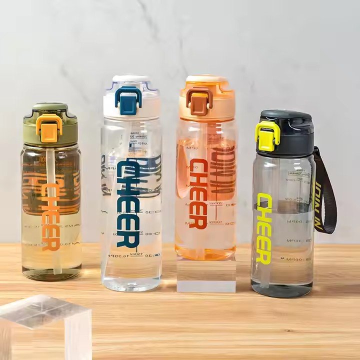 Unisex Portable 750/900ml Sports Water Bottle New Sports Plastic Cups Students Children Straight Drink Cup Gym Directly